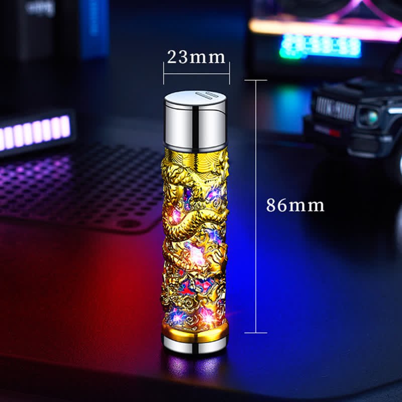 Encendedor de butano recargable cilíndrico con flash LED de Dragon Creative