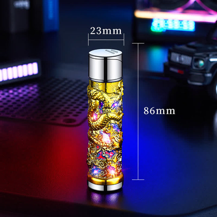 Encendedor de butano recargable cilíndrico con flash LED de Dragon Creative