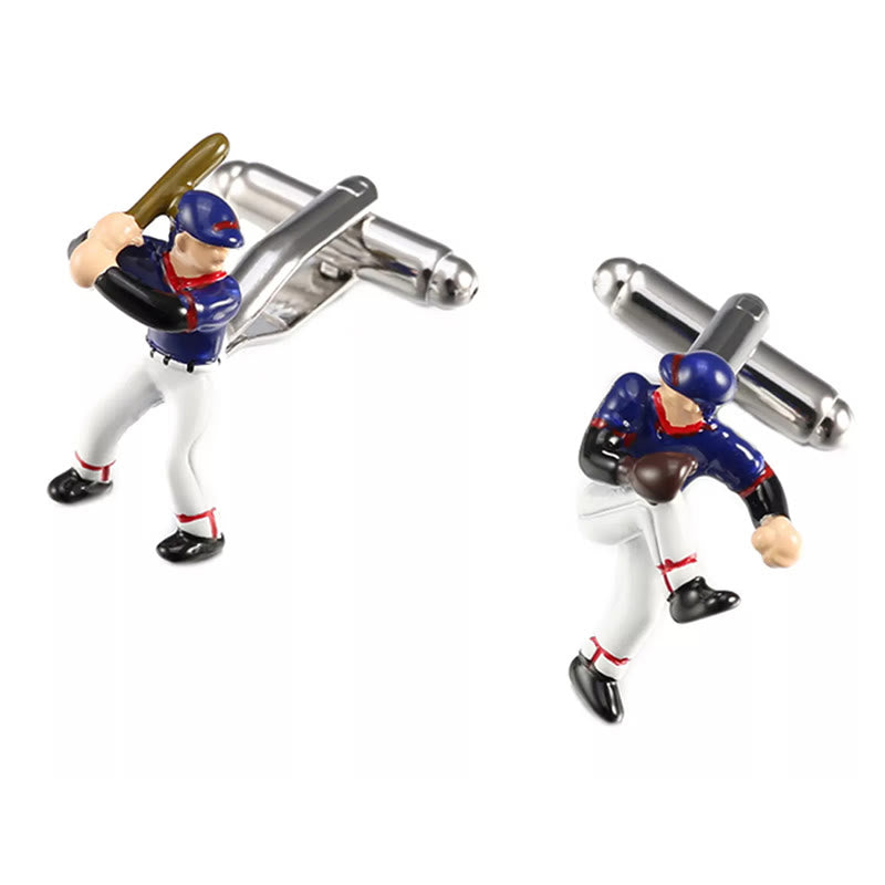 Juego de gemelos con botones y fecha de béisbol para hombre, 1 par