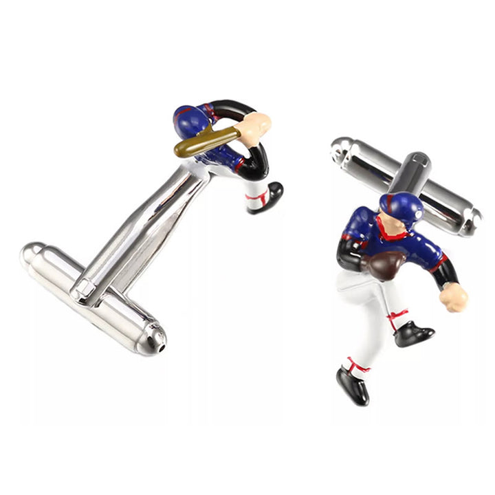 Juego de gemelos con botones y fecha de béisbol para hombre, 1 par - image 3