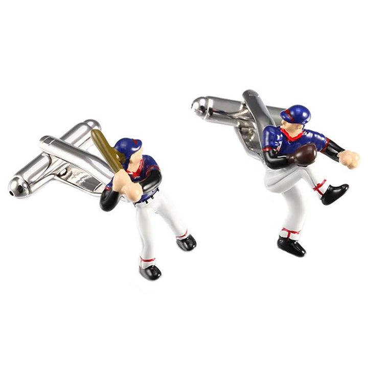 Juego de gemelos con botones y fecha de béisbol para hombre, 1 par