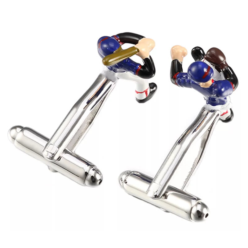 Juego de gemelos con botones y fecha de béisbol para hombre, 1 par - image 4