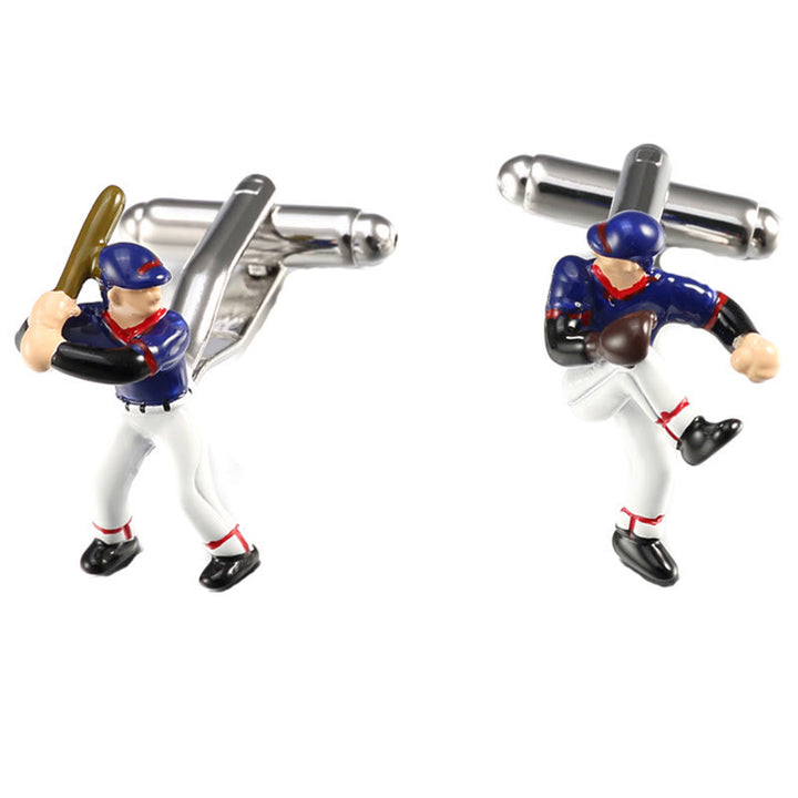 Juego de gemelos con botones y fecha de béisbol para hombre, 1 par