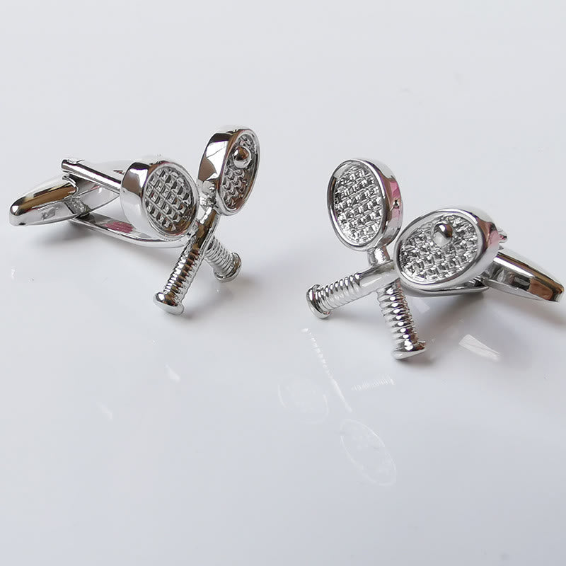 Juego de gemelos con botones y diseño de tenis para hombre, 1 par