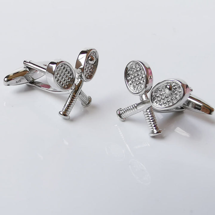 Juego de gemelos con botones y diseño de tenis para hombre, 1 par
