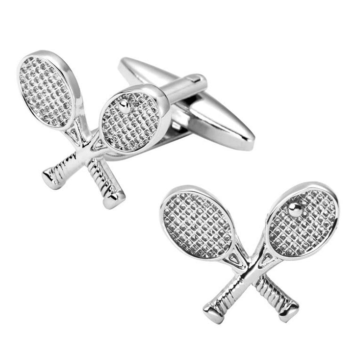 Juego de gemelos con botones y diseño de tenis para hombre, 1 par