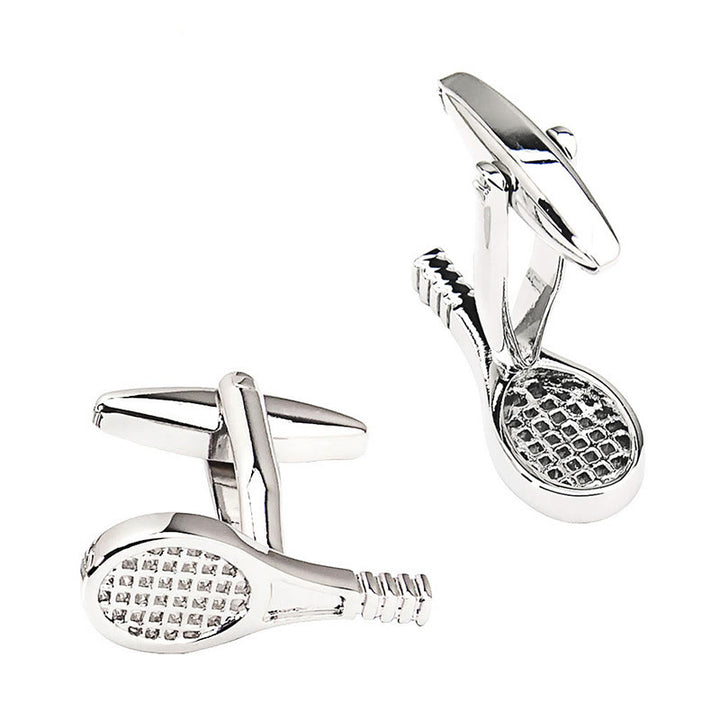 Juego de gemelos con fundas para botones de raqueta de tenis para hombre, 1 par