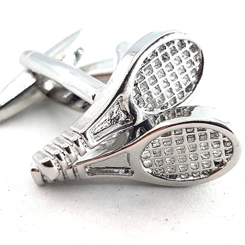 Juego de gemelos con fundas para botones de raqueta de tenis para hombre, 1 par