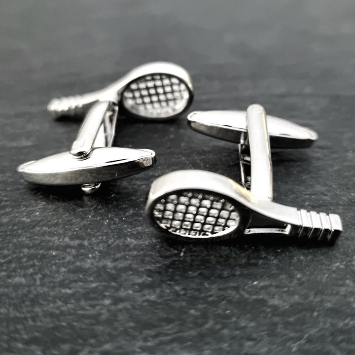 Juego de gemelos con fundas para botones de raqueta de tenis para hombre, 1 par