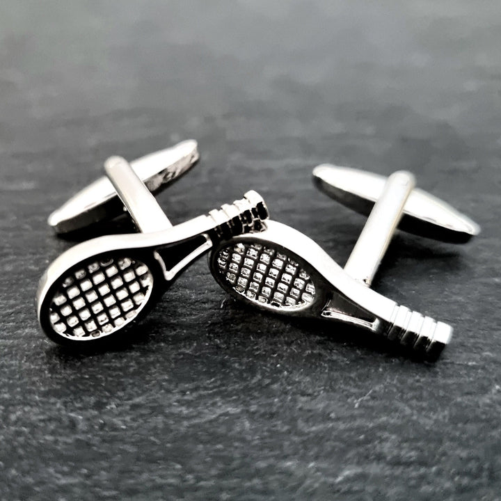 Juego de gemelos con fundas para botones de raqueta de tenis para hombre, 1 par
