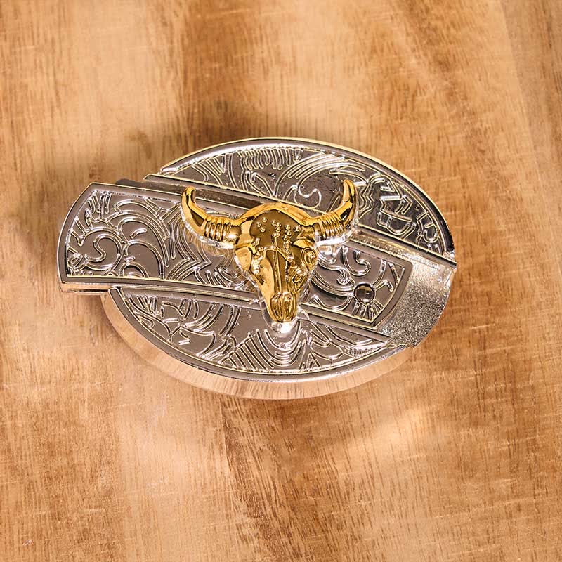 Hebilla de cinturón con cuchillo oculto de oro y plata, colgante de cuerno largo turquesa (PREVENTA) - image 4