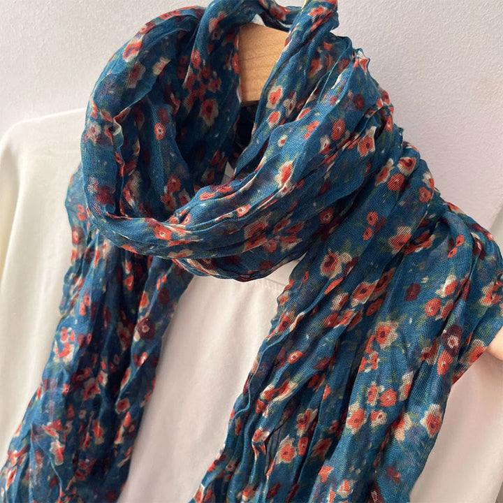 Bufanda suave con estampado floral plisado de primavera para mujer