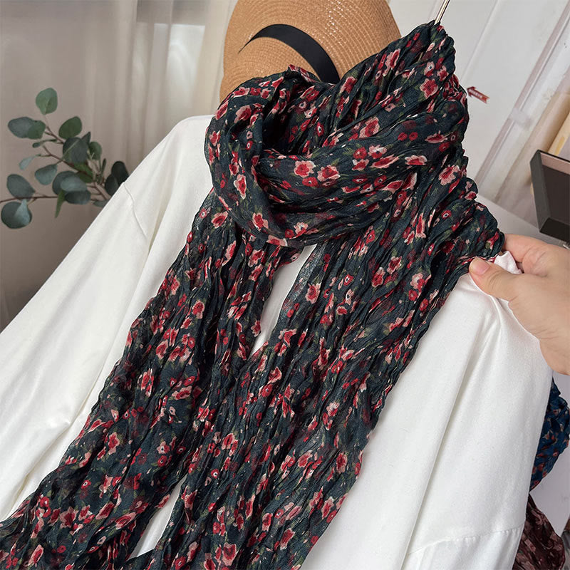 Bufanda suave con estampado floral plisado de primavera para mujer