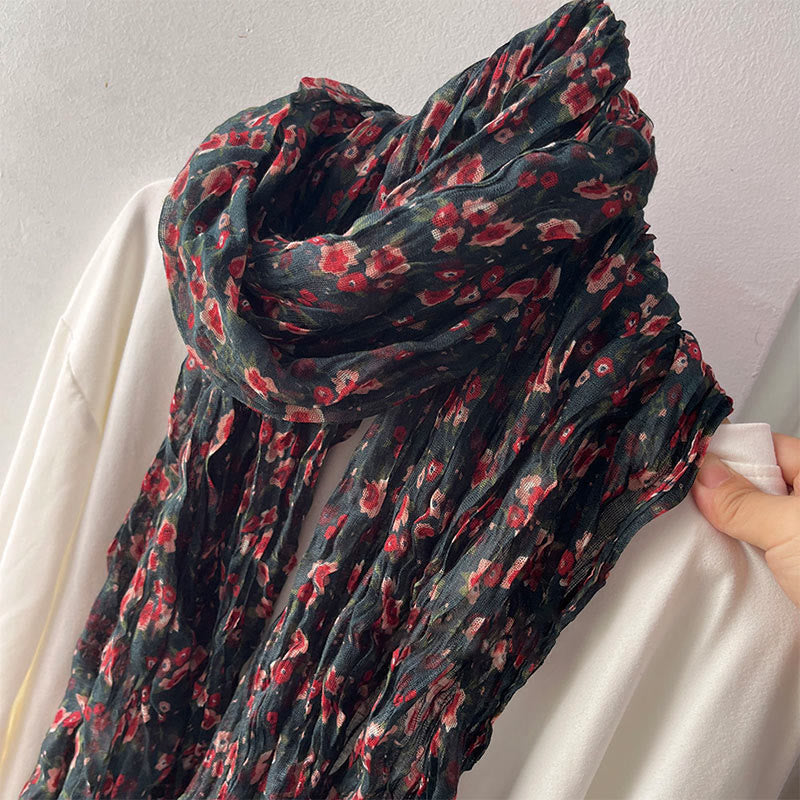 Bufanda suave con estampado floral plisado de primavera para mujer