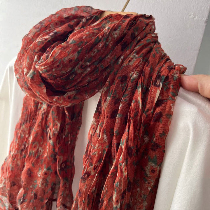 Bufanda suave con estampado floral plisado de primavera para mujer
