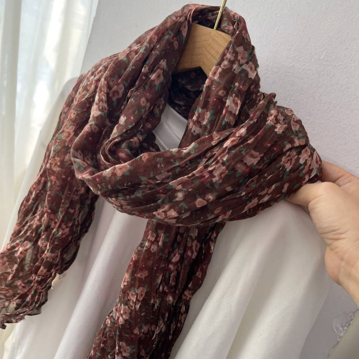 Bufanda suave con estampado floral plisado de primavera para mujer
