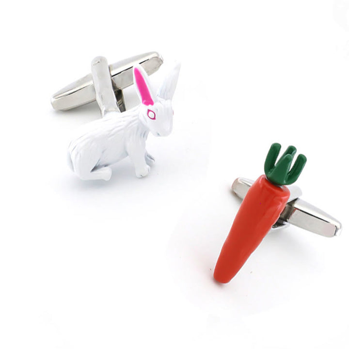 Juego de gemelos con cubrebotones de conejo y zanahoria para hombre, 1 par