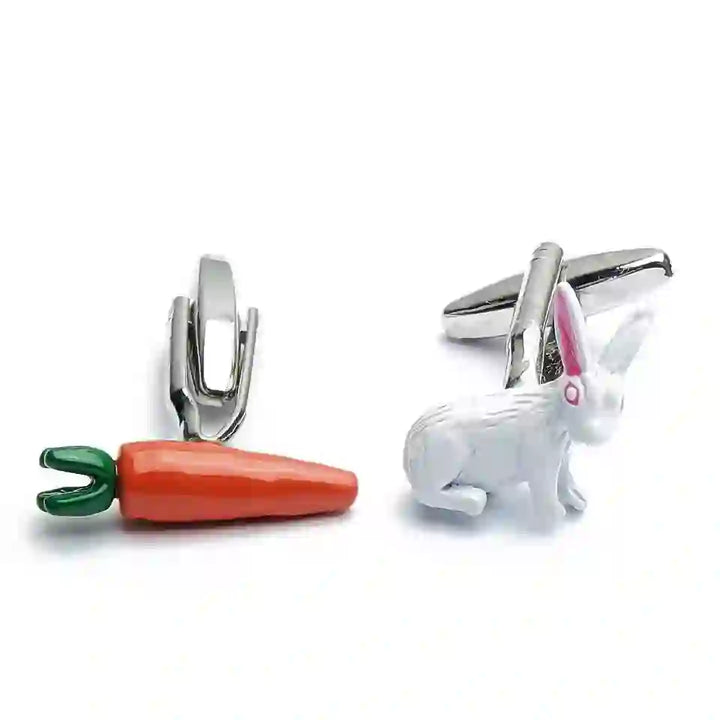 Juego de gemelos con cubrebotones de conejo y zanahoria para hombre, 1 par