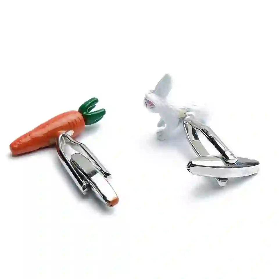 Juego de gemelos con cubrebotones de conejo y zanahoria para hombre, 1 par