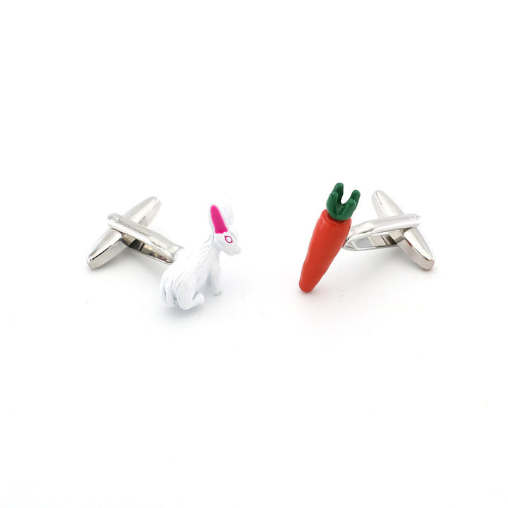 Juego de gemelos con cubrebotones de conejo y zanahoria para hombre, 1 par