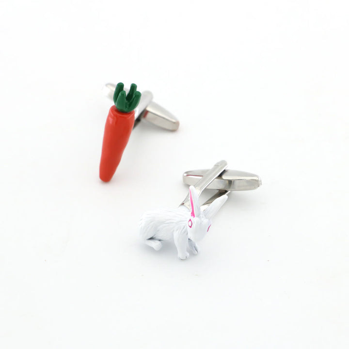 Juego de gemelos con cubrebotones de conejo y zanahoria para hombre, 1 par