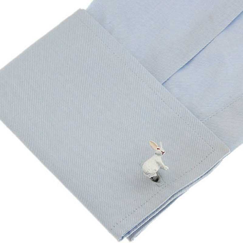 Juego de gemelos con cubrebotones con forma de conejito para hombre, 1 par