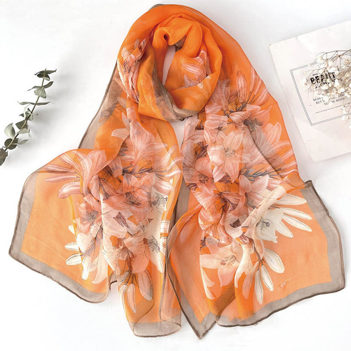Bufanda de protección solar para playa con estampado de flores de gasa suave de verano para mujer