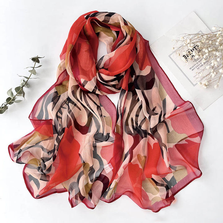 Bufanda de protección solar para playa con estampado de flores de gasa suave de verano para mujer