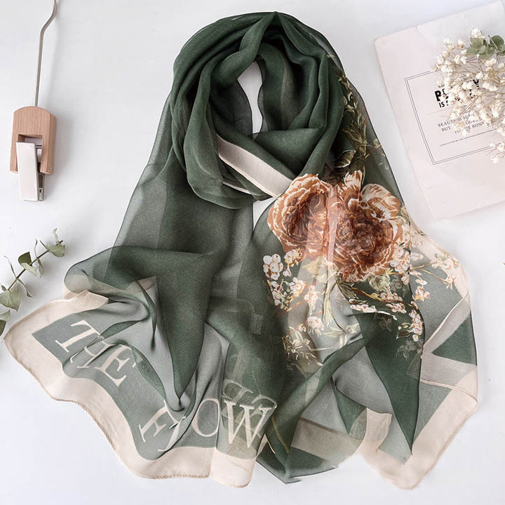 Bufanda de protección solar para playa con estampado de flores de gasa suave de verano para mujer