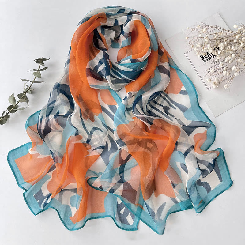 Bufanda de protección solar para playa con estampado de flores de gasa suave de verano para mujer