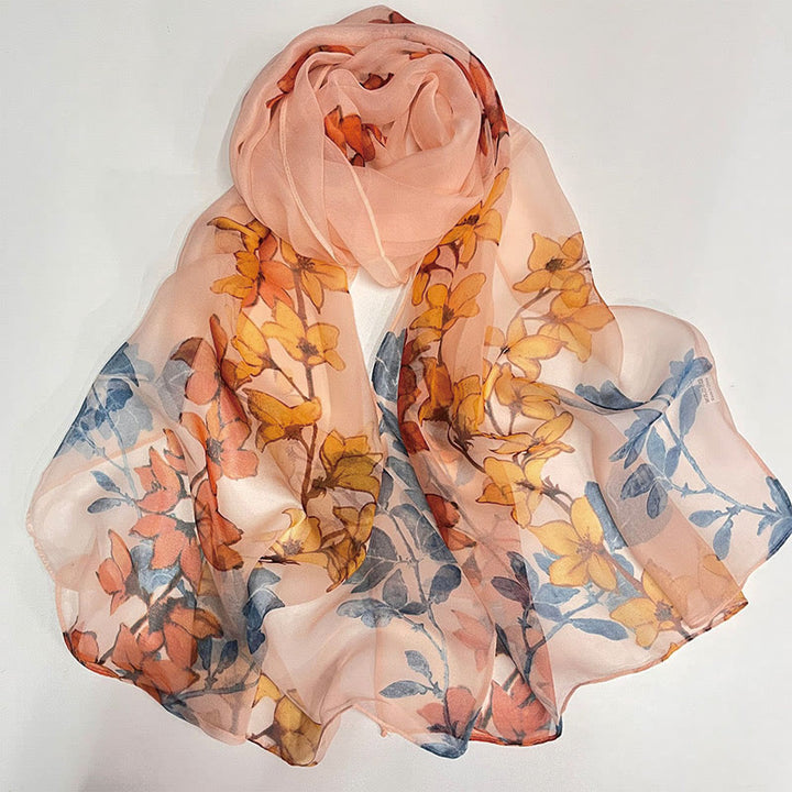 Bufanda de protección solar para playa con estampado de flores de gasa suave de verano para mujer
