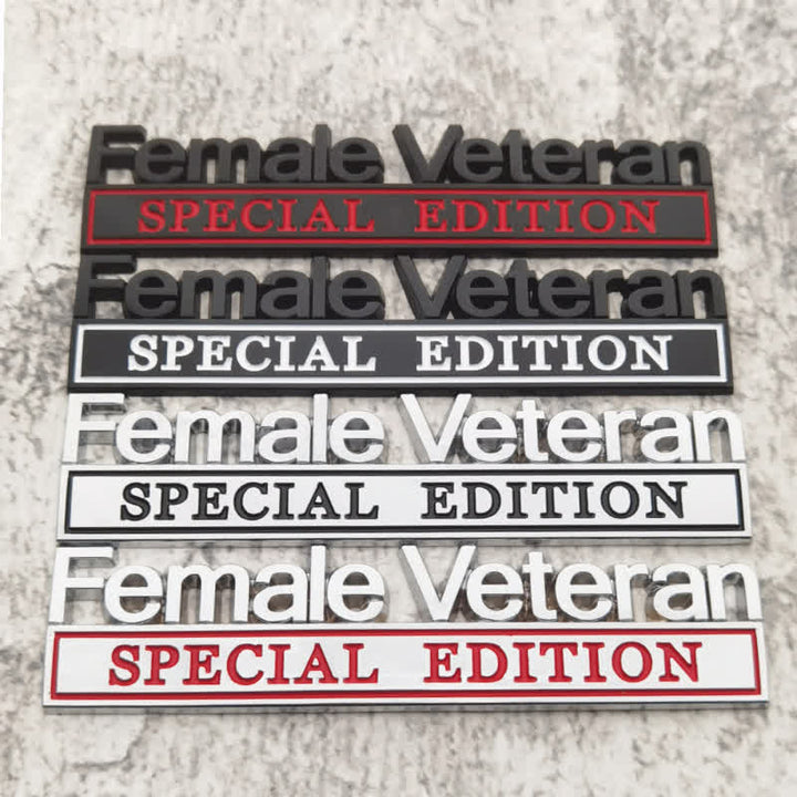 Pegatina de metal para coche de edición especial para mujer veterana