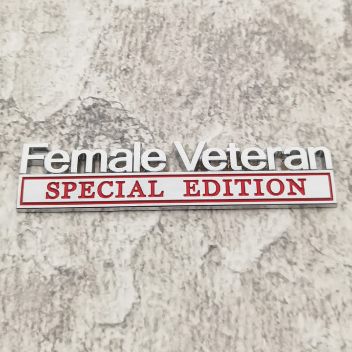 Pegatina de metal para coche de edición especial para mujer veterana