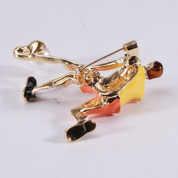 Broche de jugador de hockey sobre hielo de dibujos animados, accesorios para camisas doradas