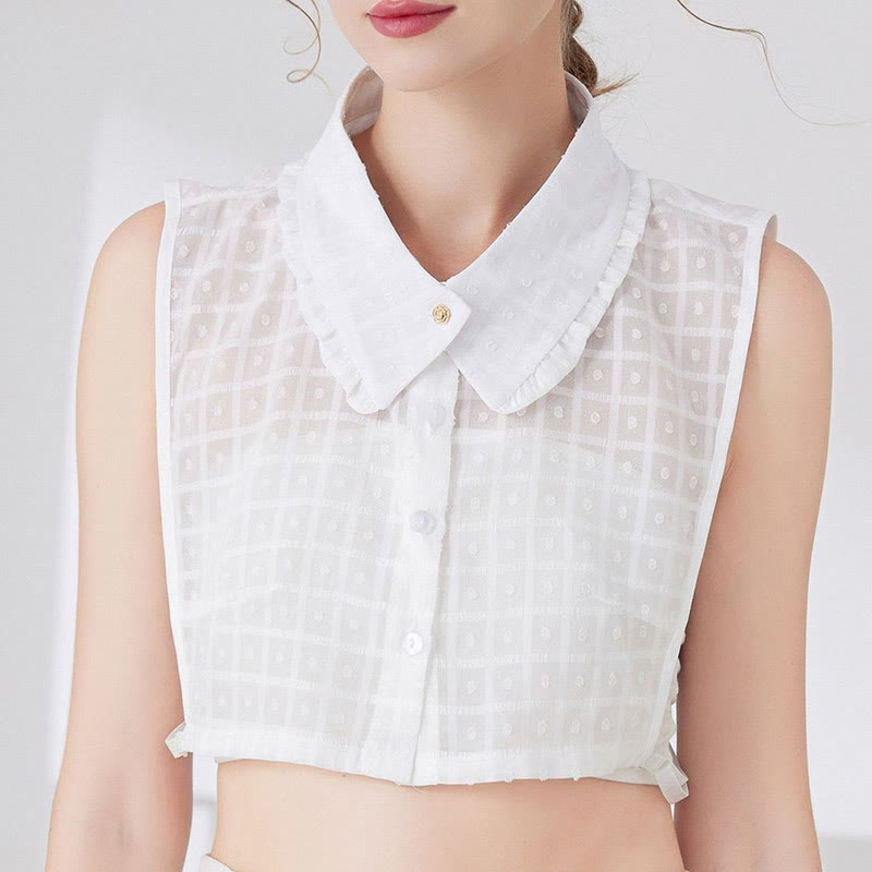 Blusa camisera desmontable con cuello falso y entramado de pétalos