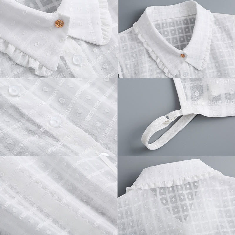 Blusa camisera desmontable con cuello falso y entramado de pétalos