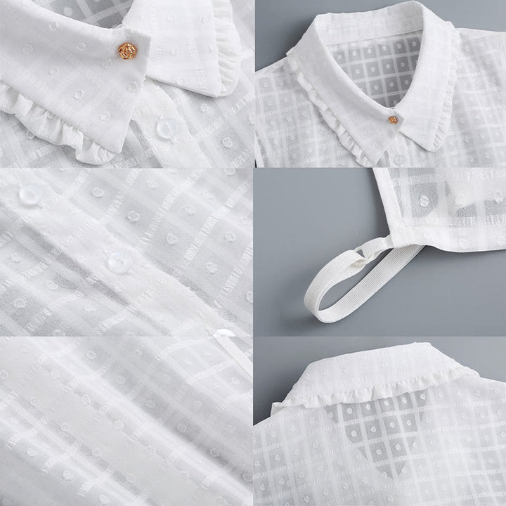 Blusa camisera desmontable con cuello falso y entramado de pétalos