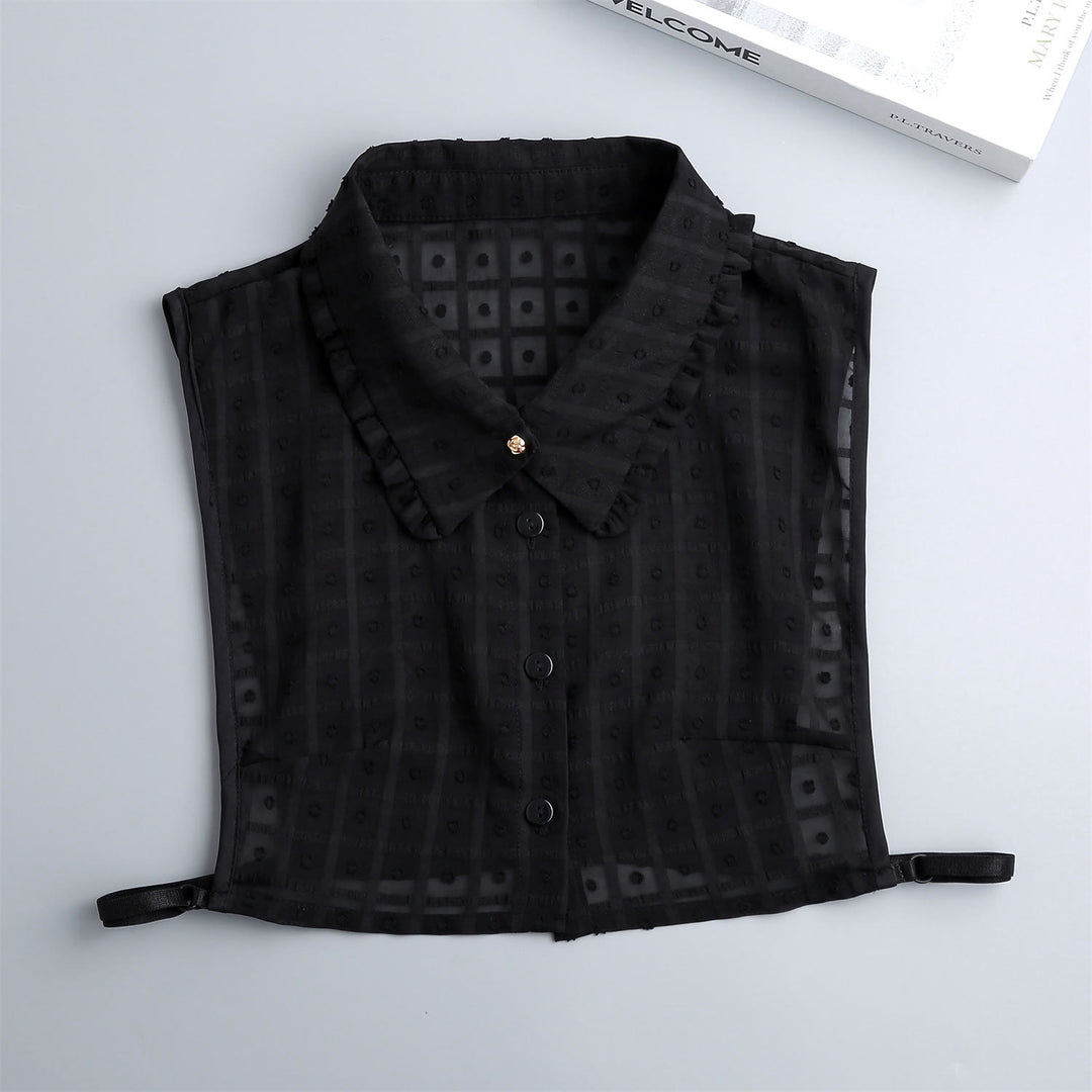 Blusa camisera desmontable con cuello falso y entramado de pétalos