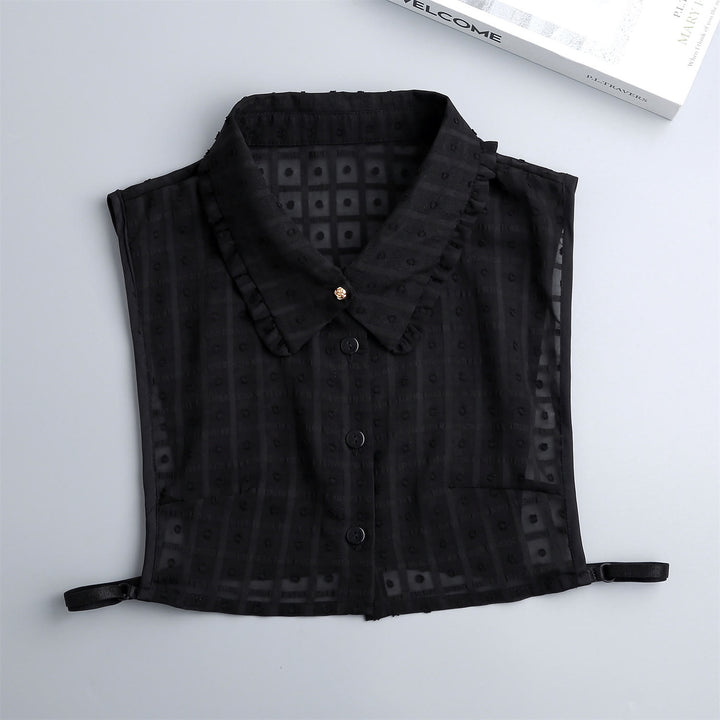 Blusa camisera desmontable con cuello falso y entramado de pétalos