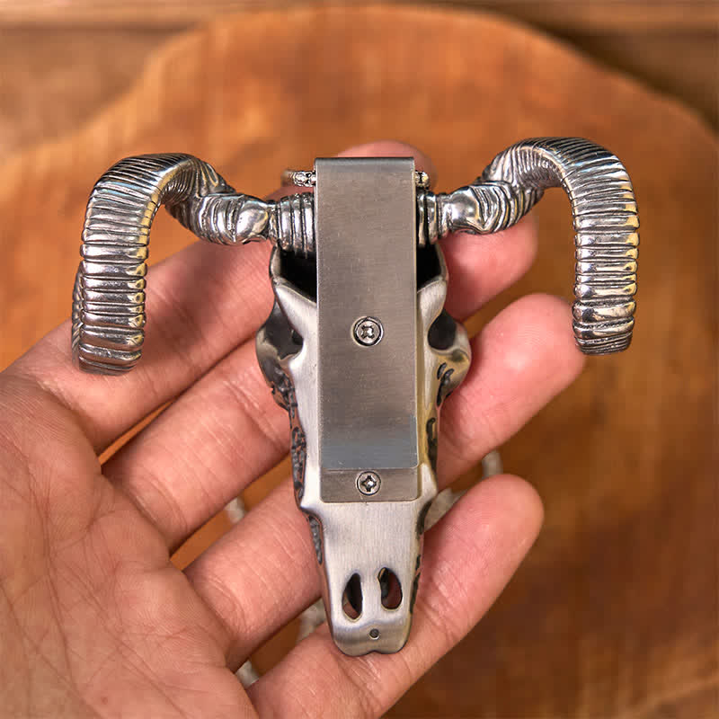 Hebilla de cinturón con colgante de plata multifunción con calavera de oveja turquesa (Preventa)