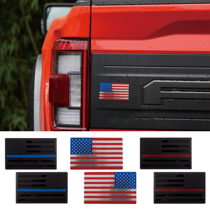 2 pegatinas de metal con la bandera estadounidense para coche
