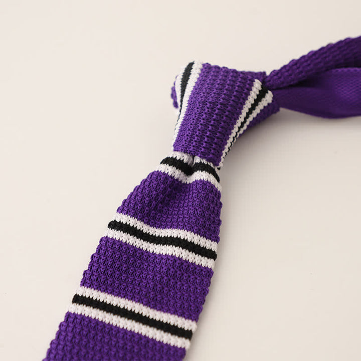 Corbata de punto estrecha de rayas para hombre