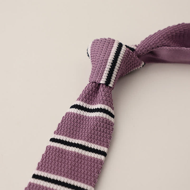Corbata de punto estrecha de rayas para hombre