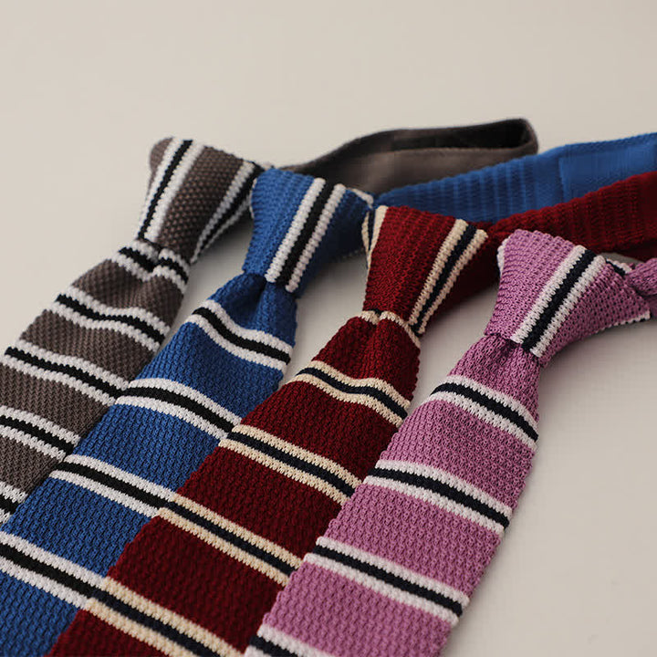 Corbata de punto estrecha de rayas para hombre