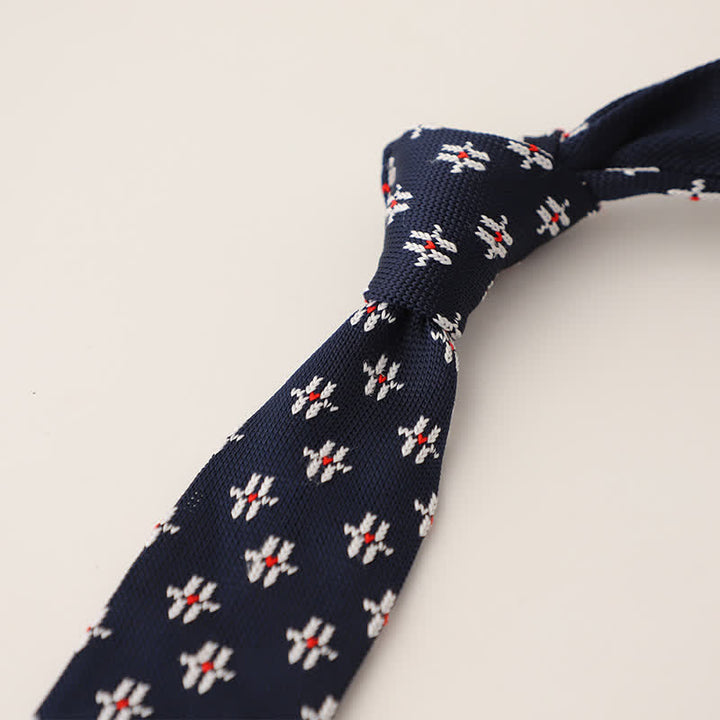 Corbata de punto con estampado de lunares y copos de nieve para hombre