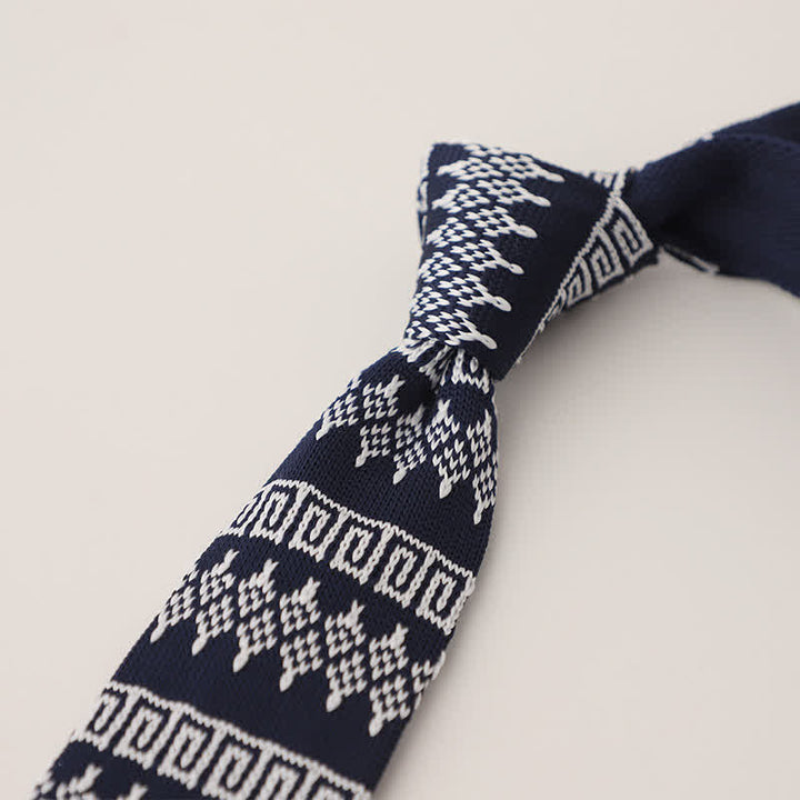 Corbata de punto con estampado de lunares y copos de nieve para hombre