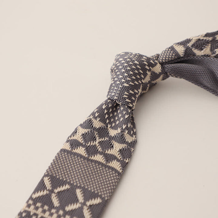 Corbata de punto con estampado de lunares y copos de nieve para hombre