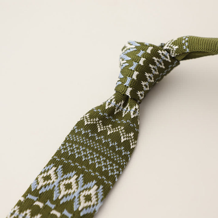Corbata de punto con estampado de lunares y copos de nieve para hombre
