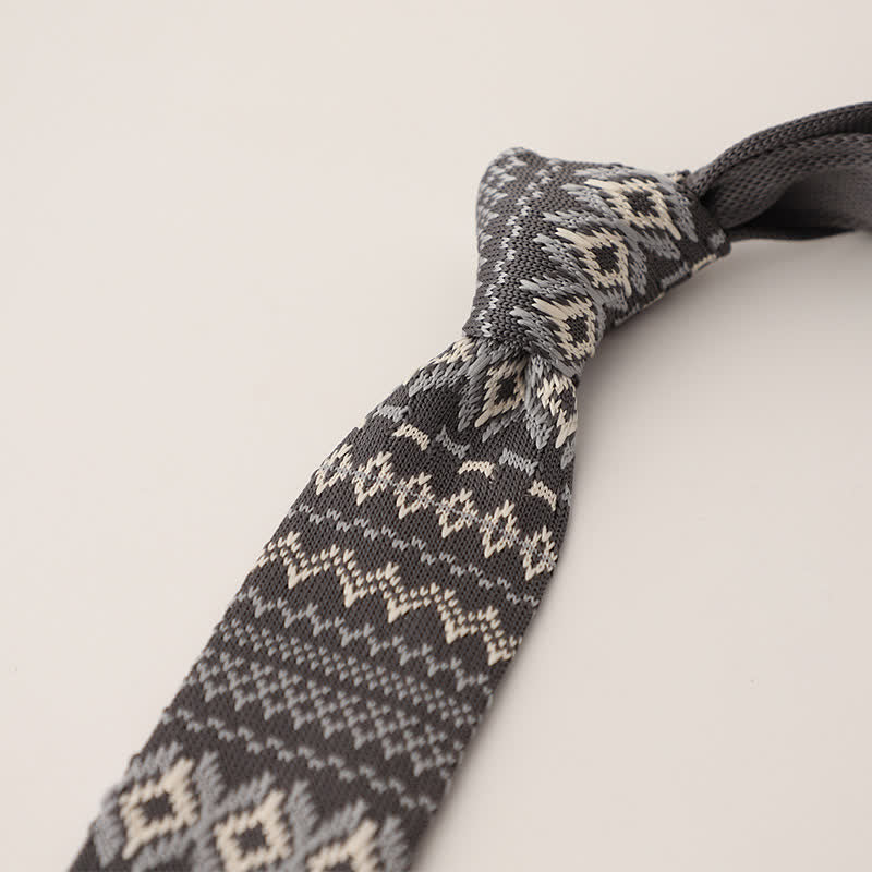 Corbata de punto con estampado de lunares y copos de nieve para hombre
