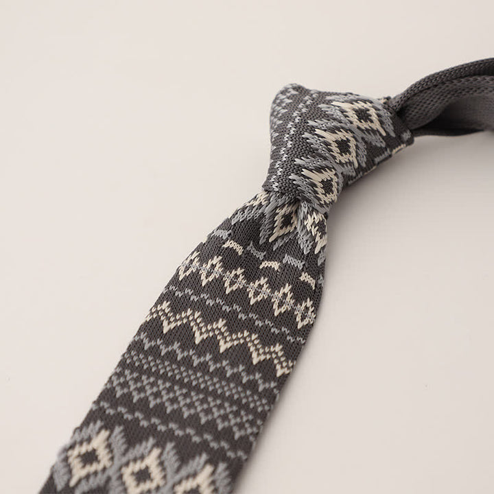 Corbata de punto con estampado de lunares y copos de nieve para hombre
